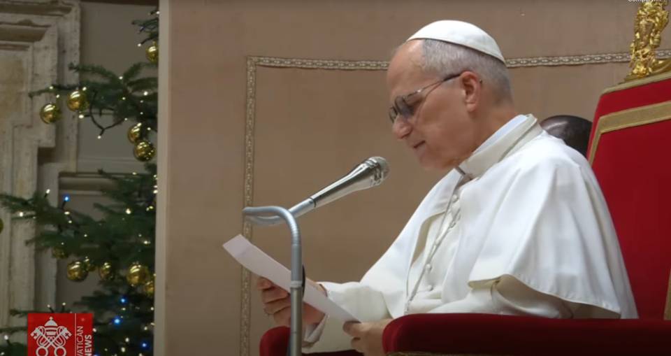 Papa Leão XIV aos membros da Cúria Romana/Foto: reprodução Youtube